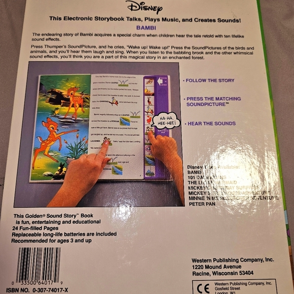 1991 Disney Bambi Golden Sound Story, Touch 'n' Listen Electronic Storybook HTF - Picture 5 of 5